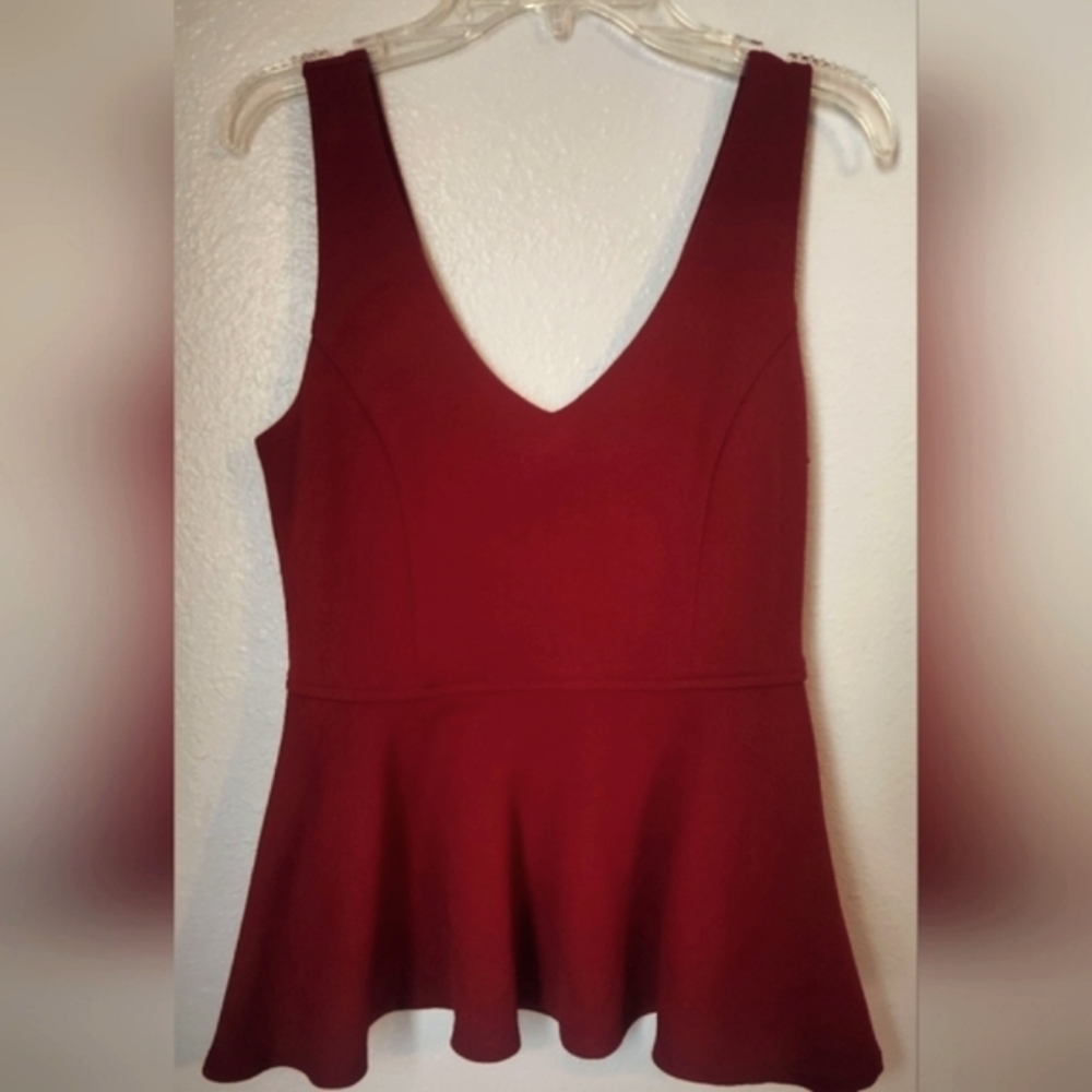 🔥Forever XXI Red Wine Peplum Tank Top Top Size S